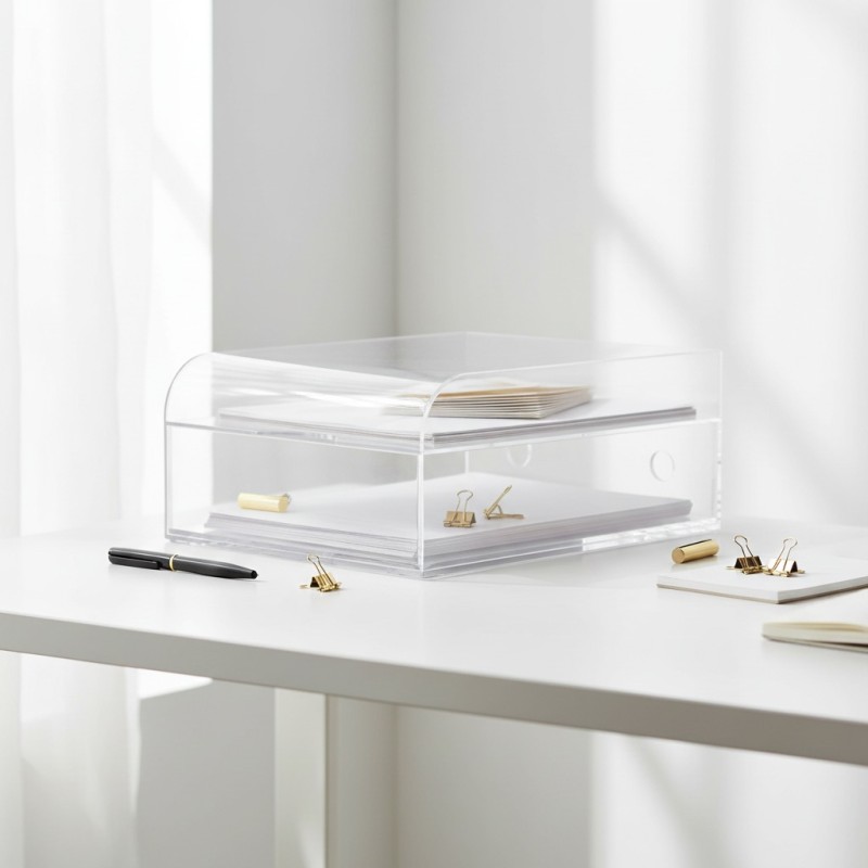 Hot Sale Clear Acrylic Stackable Office Desktop Organizer Note Book Magazine Storage Boxes
