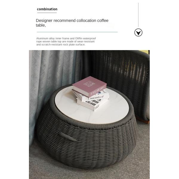 Restaurant Outdoor Light Luxury PE Rattan Sofa Set Patio Waterproof Metal Furniture