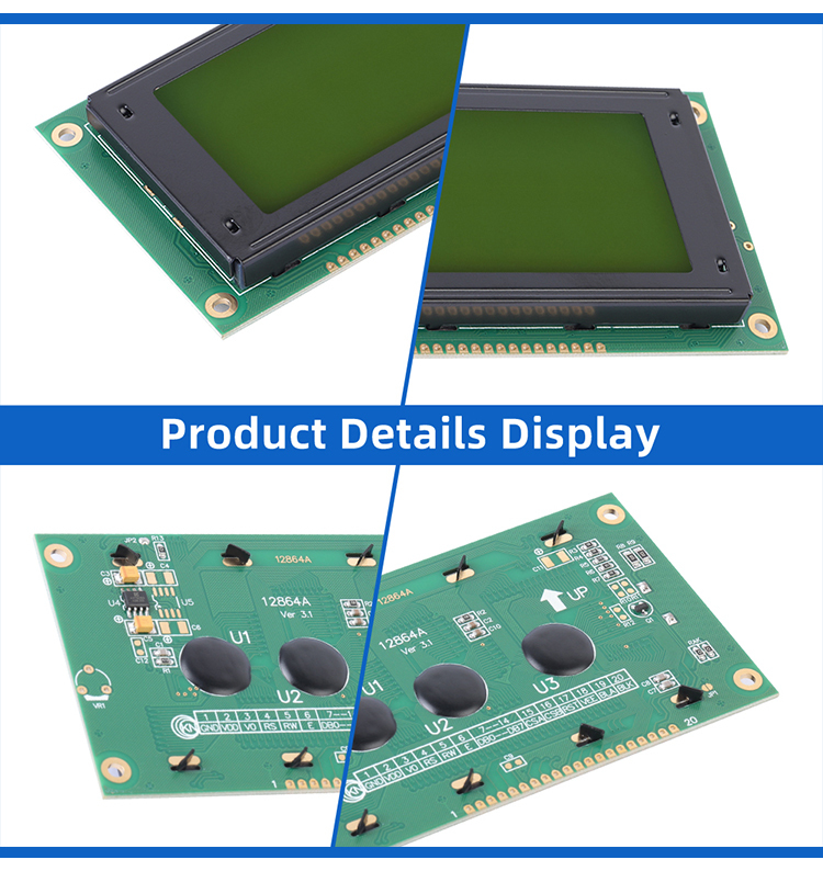Yellow Green Film 12864A 20PIN SBN0064 Controller Parallel Port For Arduino 128X64 Graphics LCD