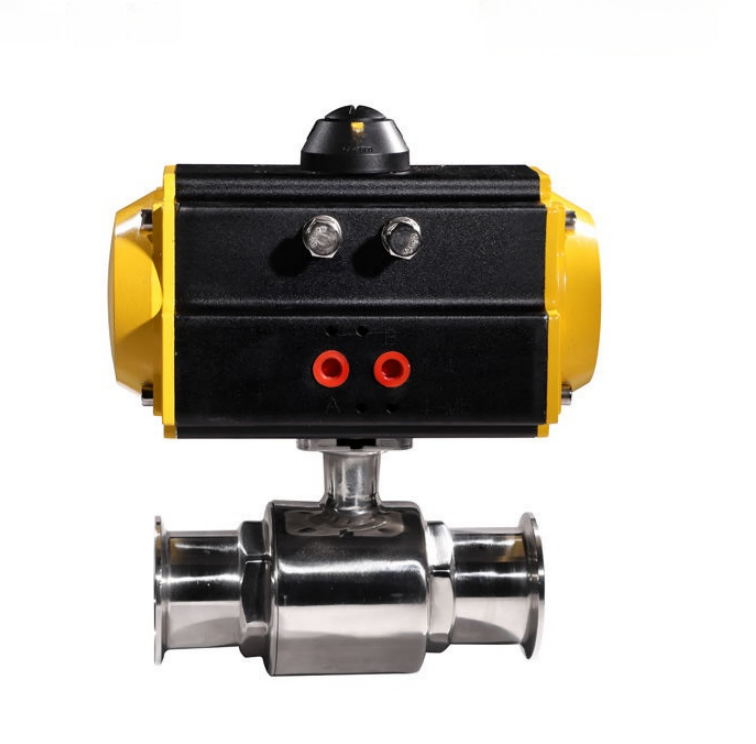 Food Grade 2 Way Stainless Steel Sanitary Pneumatic Ball Valve Tri Clamp Quick Connection Sanitary Ball Valve