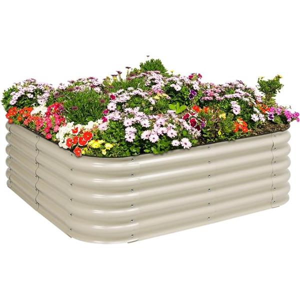 4.9×4.9×1.4 Ft Metal Raised Bed Galvanized Planters For Gardening
