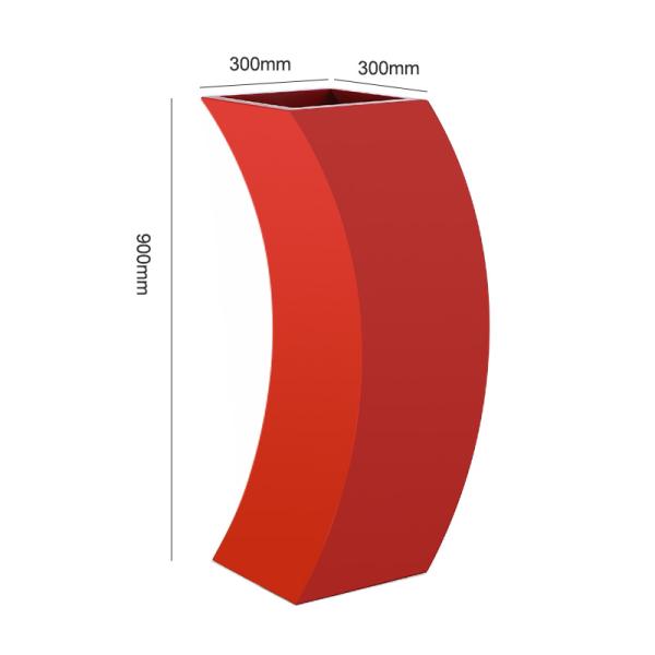 Arc Shaped Cuboid High 90cm Stainless Steel Planter Opening 30cm*30cm