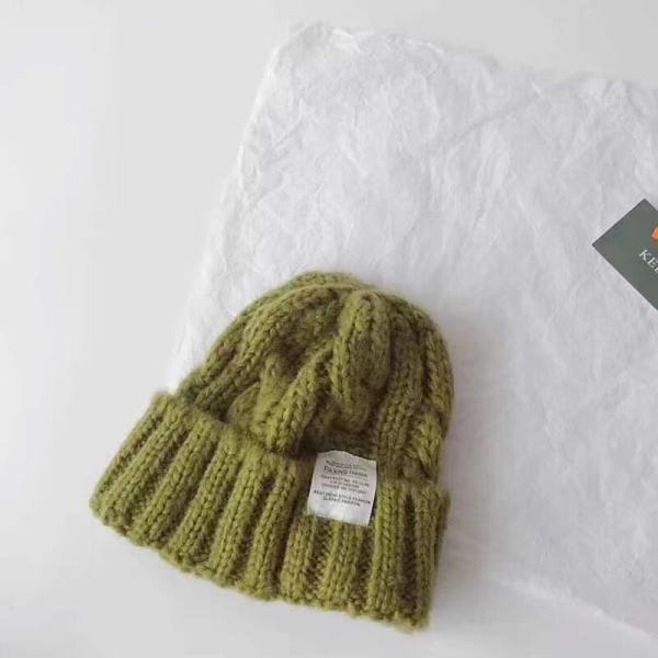 Customized Logo Solid Color Japanese Twist Knitted Hat for Autumn and Winter Students