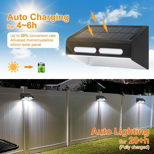 3 modes Lampe murale solaire extérieure respirante au silicium monocristallin RVB IP65