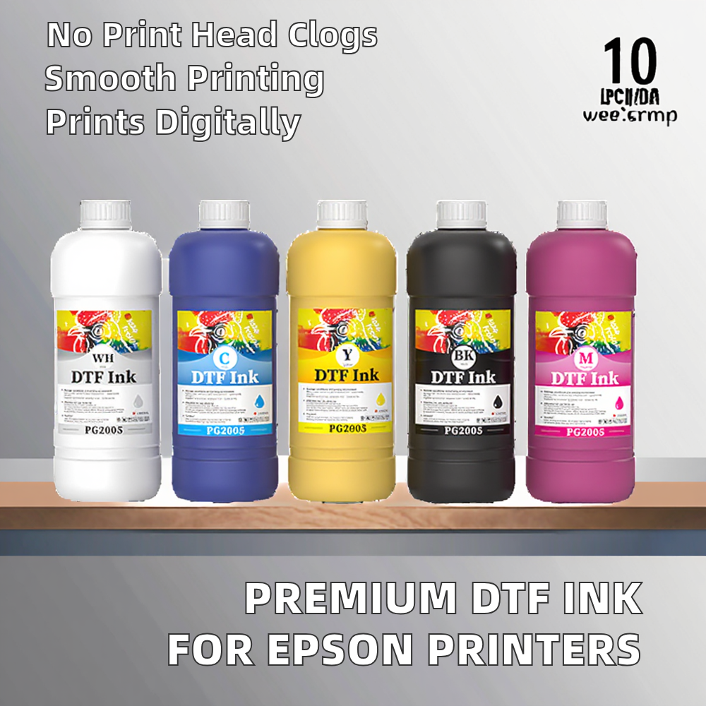 FCOLOR Water Based Bulk Pigment DTF Ink 1000ML for DTF Printers DTG Textile Printing Bright Color No Clog