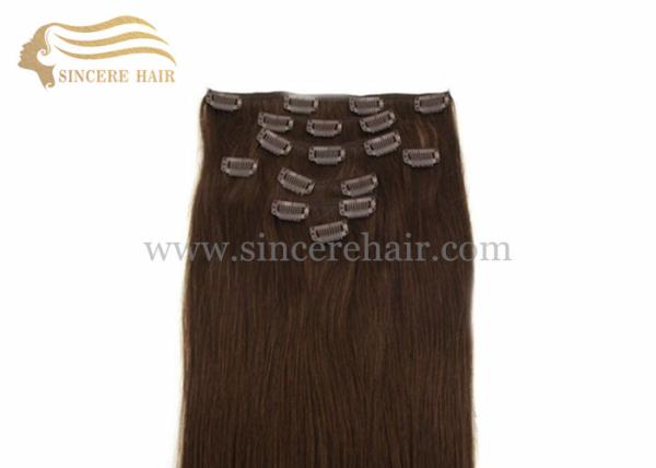 Hot Sell 45 CM Full Set of 8 Pieces Clip In Remy Human Hair Extensions for Sale