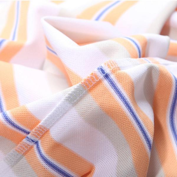 87% Polyester Golf Yellow And White Striped T Shirt Business Casual Collared Shirt