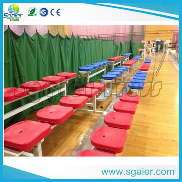 University Tiered Seating Aluminum Stadium Bleachers Mobile With Red Chair / Wheel