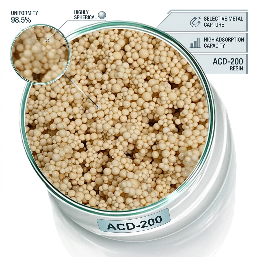 ACD-160 Phosphate Recovery Resin Industrial Wastewater Nutrient Recycling Regenerable Adsorbent Media 99.8% Purity
