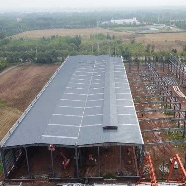 Prefab Steel Structure Building With Overhead Crane / Steel Frame Workshop Buildings