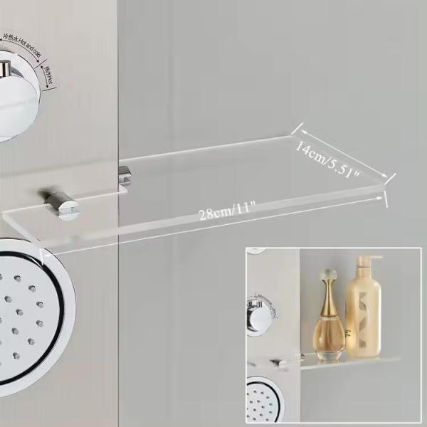 White Bathroom Wall Mounted Stainless Steel Waterfall Shower Column with LED Panels