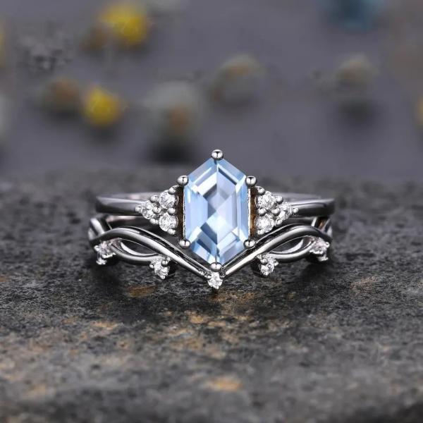 Шестиугольник захвата 925 стерлинговый серебряный отрезал агат мха естественного кольца кварца реальный зеленый