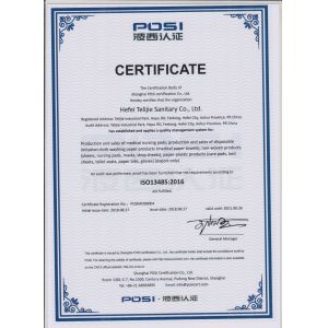 Hefei telijie sanitary matenal co.,ltd. Certifications