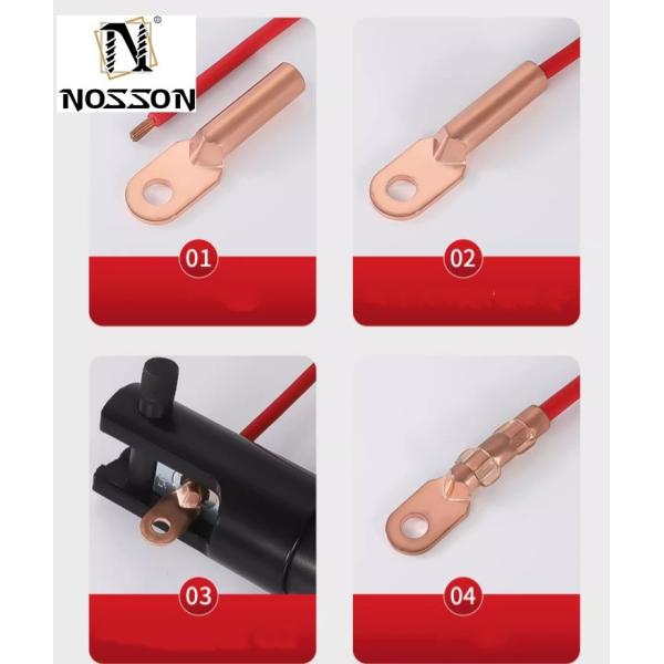 Collecting Wires Automotive 600v to 35 KV AWG Battery Tubular Cable Lug with Bell-end / Purple Copper Ring Terminal Lug Coated Tin