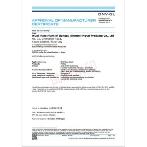 Jiangsu Xinmanli Metal Products Co., Ltd. Certifications