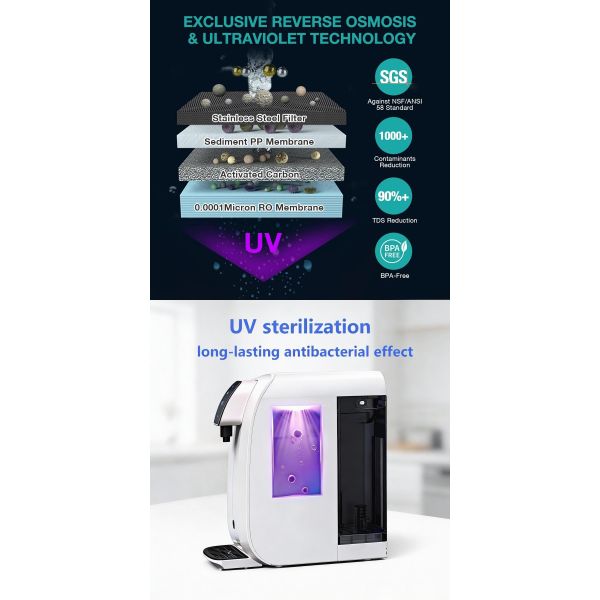7L Dual Tank Desktop RO Water Purifier With UV Sterilization