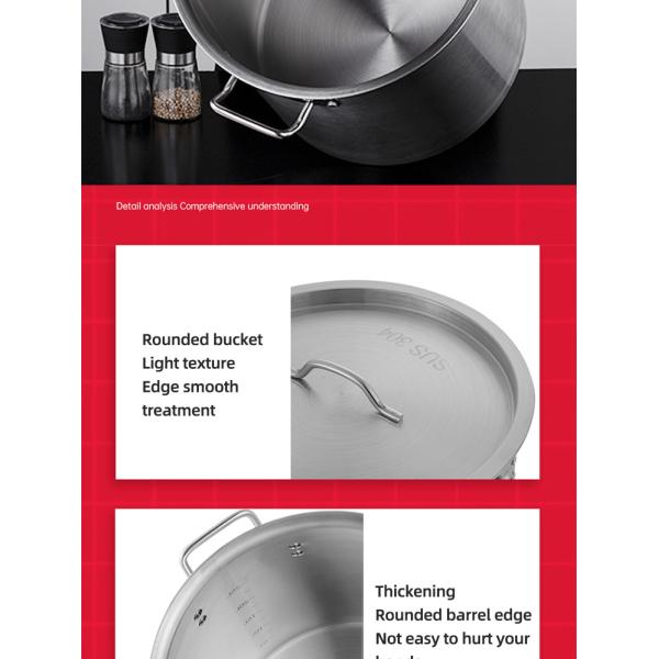 Hot Fashion Silver Heavy Duty Cooking Pot Cookware Pots Soup Pot Stainless Steel Cooking Stock Bucket With Stainless Steel Lid