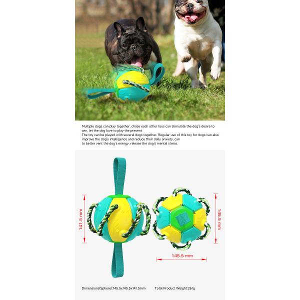 Perro de entrenamiento resistente a las mordeduras Bola de fútbol amistosa de perro de fútbol al aire libre Bola de fútbol con pestañas