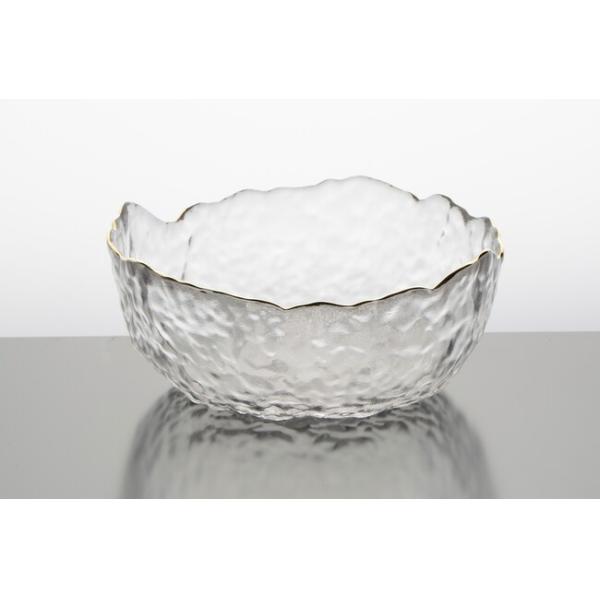 Gold Edge Clear Glass Mixing Bowls Machine Made Eco Friendly Serving Bowls