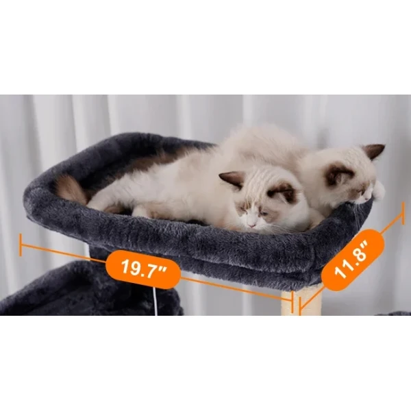 Luxury Indoor Cat Tree with Multi-Level Wood Tower 2 Widened Plush Perches & Halloween Cat Condo Scratching Board Modern Style
