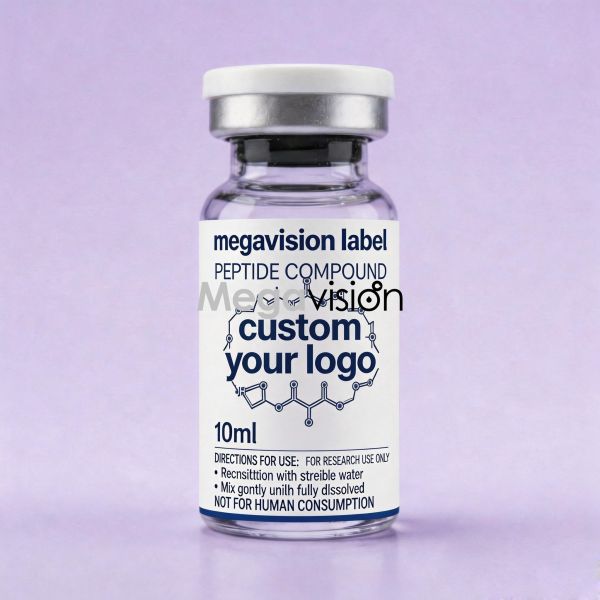 Custom Factory 3ml 5 ml 7ml 10 ml Vial Labels Lab Research Peptide Vinyl Stickers for Vial Glass Bottle Healthcare Packaging