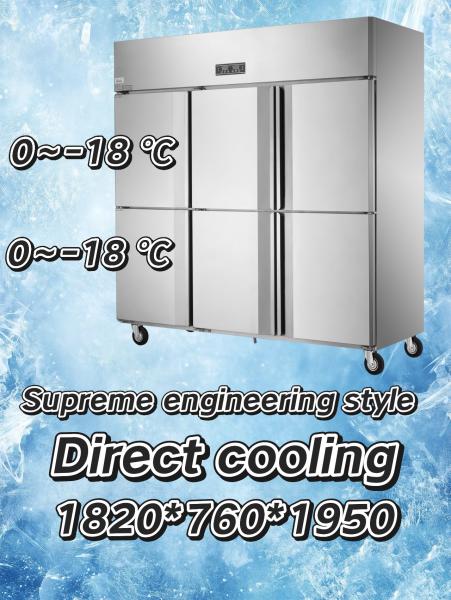 Food Grade 6 Door Commercial Freezer Corrosion Resistance Commercial Upright Fridge