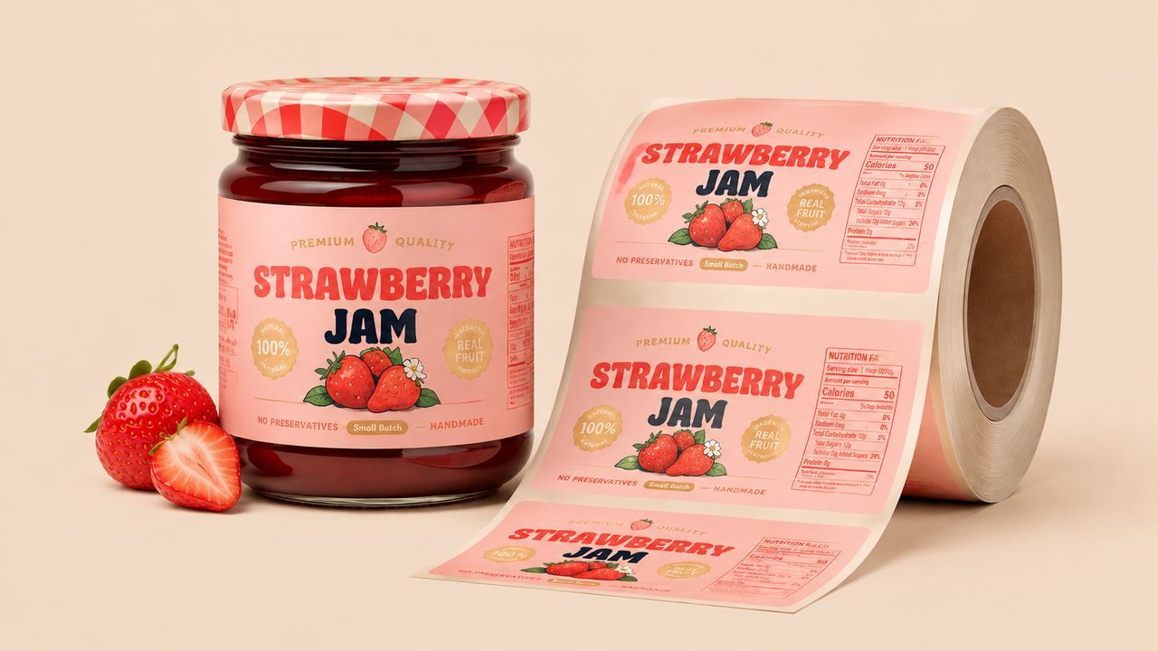 Custom Printing Honey Glass Jars Label Non Residue Sticker Die Cut Label Adhesive Waterproof logo Bottle Jar Food Labels