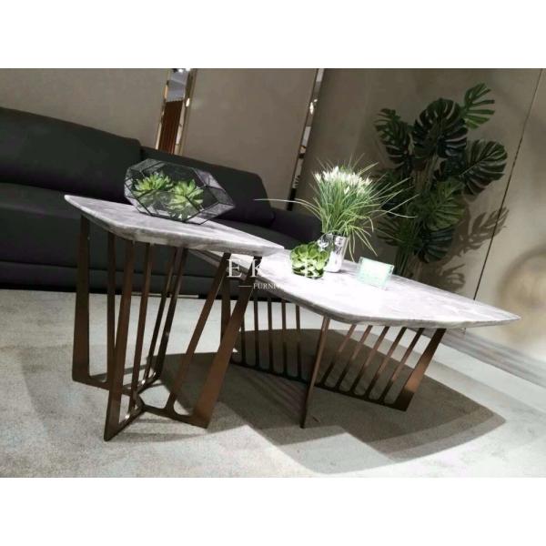 Modern Designs Stainless Steel Base Wood Frame Small Round Coffee Table