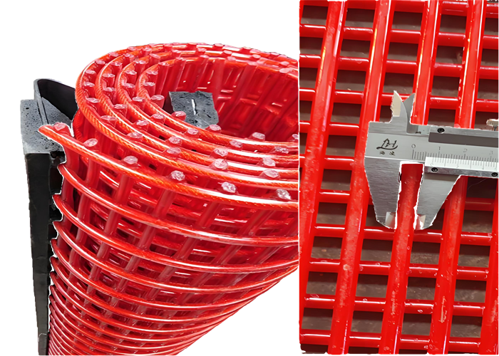 Mining Polyurethane High-Frequency Screen (Steel/S.S. Wire Inside, Polyurethane Outside) With 2-25mm Square/Rectangular Holes, Metal/PU Hooks – Replaces Ando Tufflex, Wear-Resistant & High Efficiency