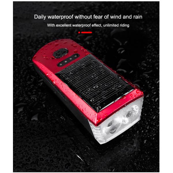 Blue Solar and USB Charging Bike Light 2000mAh Front Headlight for MTB Road Cycling