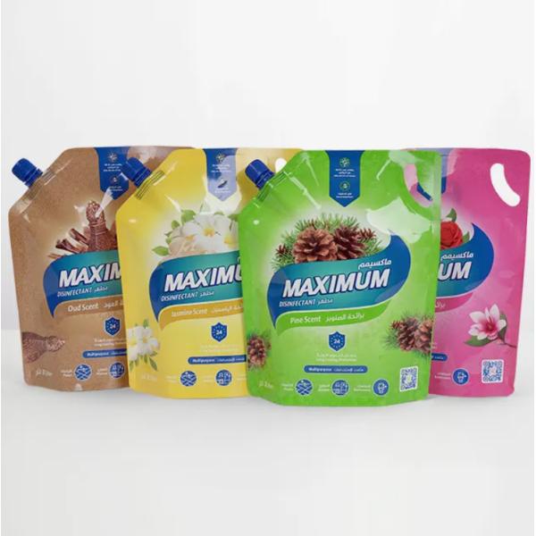 Custom High-Capacity Packaging For Liquid Detergent Standing Bag With Corner Spout Plastic Pouches