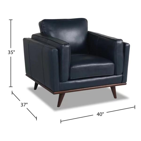 Home Hotel Apartment Furniture Sofa Set Resistant Dirt Wooden Leg Black Pu Leather Sofa