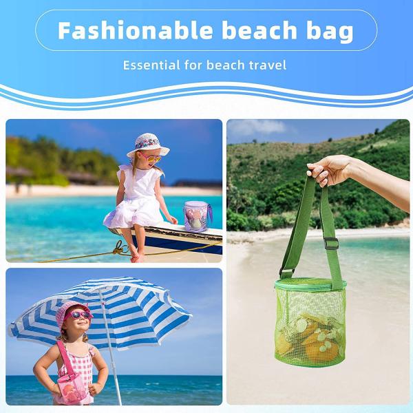 3D Circular Sand Digging Toy Storage Bag Custom Logo Mesh Shell Collect Bags for Beach Fun