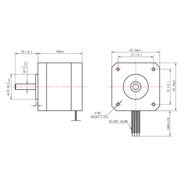 Мотор 450mN.m тела Stepper мотора 40mm NEMA 17】 1.68A 【42SHD4261 микро- для домашнего разума