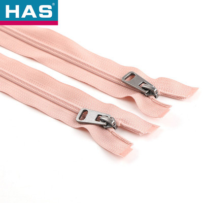 #3 Versatile Nylon Zippers Light Pink Zipper With Metal Puller