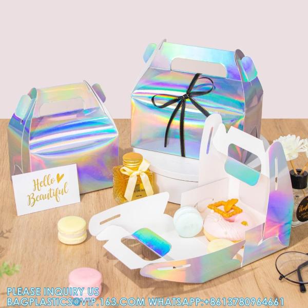 Holographic Gift Box Cake Candy Biscuit Packaging Portable Carton For Wedding And Birthday Parties