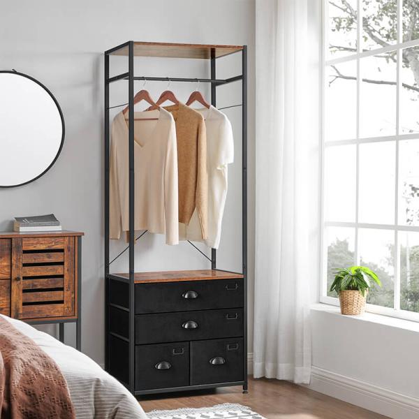 Open Wardrobe With Drawers, Bedroom Drawer Dresser, Fabric Drawer Dresser for Sale, Bedroom Storage, LVT034B01