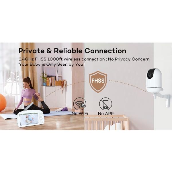 CE ROHS FCC certifié moniteur numérique Full HD bébé avec audio 2.4G télécommande sans fil Pan Tilt