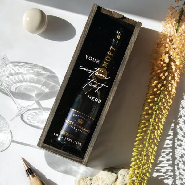 Rectangle Wooden Wine Box Engraved Personalized Bottle Box Unique Birthday Gift Idea