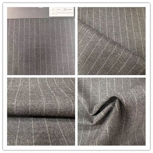 Polyester/Rayon/Spandex Heather Grey Striped Yarn Dyed Fabric for Lady&prime;s Pants, Suits