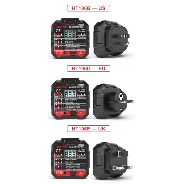 HABOTEST Wall Socket Tester 90~230V Voltage Measurement LED Indication With RCD Test