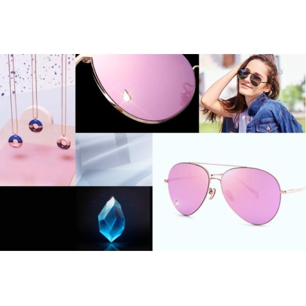 Gafas de sol de mujer no polarizadas de metal Color de lente de espejo rosa