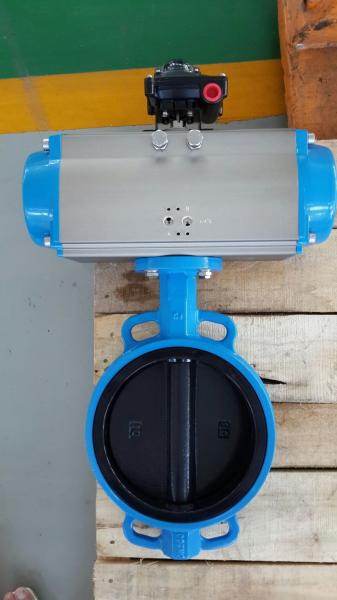 Industrial Pneumatic Wafer Type Butterfly Valve With Double Action Pneumatic Actuator