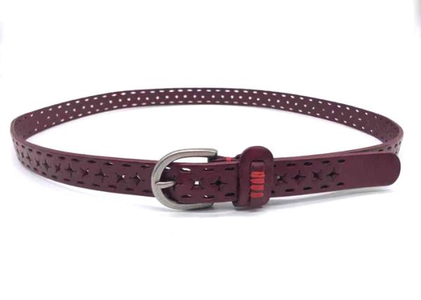 Hollow Out 2.5cm Womens Genuine Leather Belt Needle Buckles