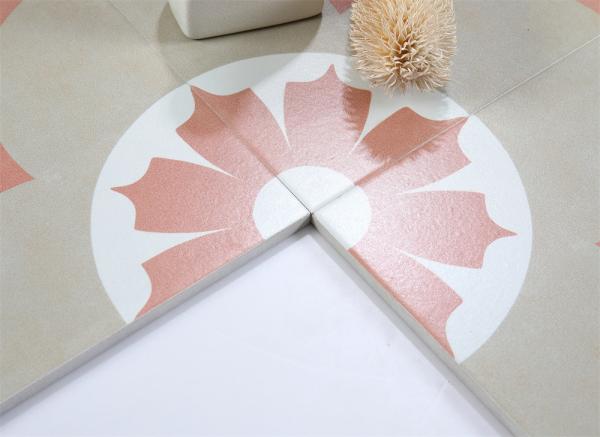 White and Blue Retro Flower Ceramic Rustic Tile 200x200mm