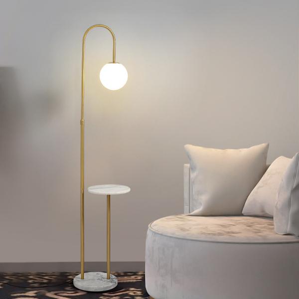 wireless charging marble wooden matel coffee table floor lamp bedside standing lighting glass shade USB bedside floor li