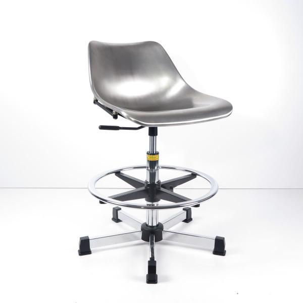 201 Stainless Steel ESD Cleanroom Chairs NO Armrest With Foot Rest Meet 100 Class