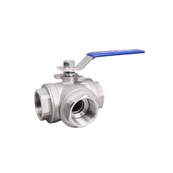 Customized DN8-DN65 Stainless Steel CF8 CF8m Thread End L/T Port Three Way Ball Valve