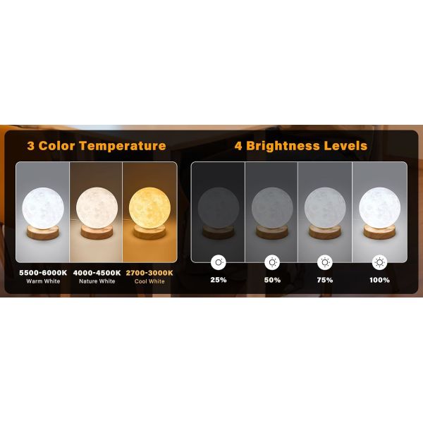 10000 Lux Daylight Therapy Lamp 6000K Table Moon Lamp Customizable