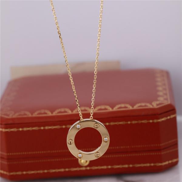 Classic Love Necklace with 3 Diamonds in 18K Yellow Gold iconic Symbol of Love Jewelry